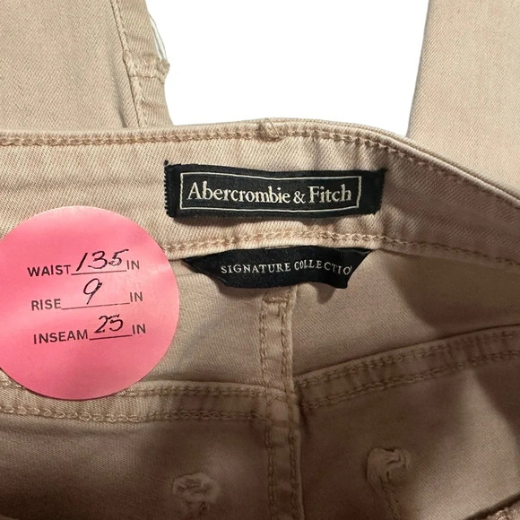 Abercrombie & Fitch Stretch Khaki Jeans with Fringe Detailed Legs - Picture 6 of 9